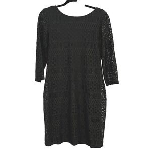 Ronni Nicole Womens Sz 6 Black Lace Sheath Dress Party Cocktail Y2K Chic Stretch